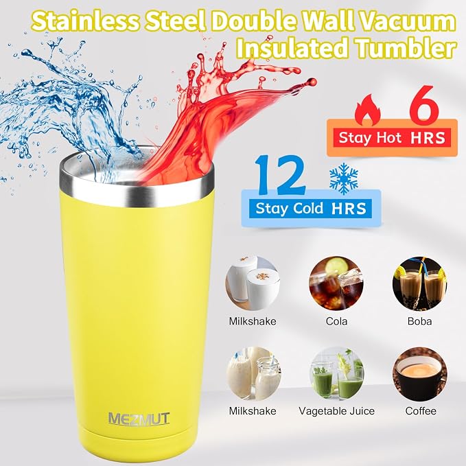MEZMUT 20oz Insulated Tumbler Cup Travel Coffee Mug - Image 2
