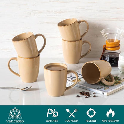 vancasso PLAYA Ceramic Coffee Mug Set of 6, 16 Oz Tea Cups - Image 3