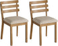 Vintage Farmhouse Dining Chairs with Ladder Back, French Country Dining Chairs Wood, Fabric Upholstered Dining Chair of 2