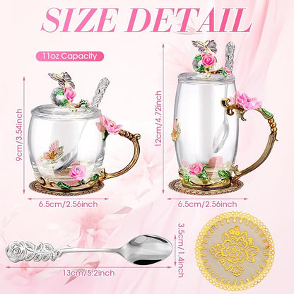 Nuanchu 4 Sets Flower Glass Tea Cups - Image 2