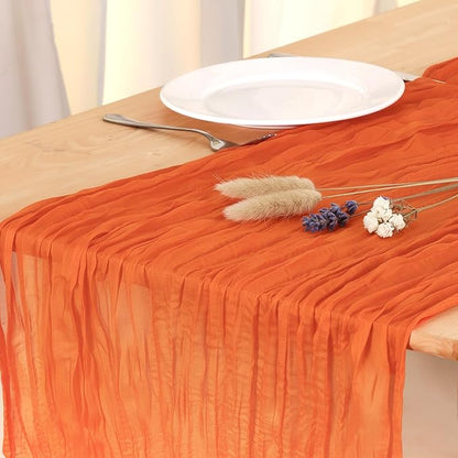 3 Pack Orange Cheesecloth Table Runner 120 Inch Boho Wedding Decor | by Fixwal
