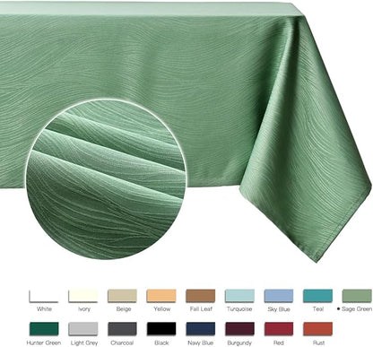 maxmill Square Table Cloth Swirl Design Water Proof Wrinkle Free Heavy Weight Soft Tablecloth Decorative Fabric Table Cover for Outdoor and Indoor Use Square 70 x 70 Inch Sage Green