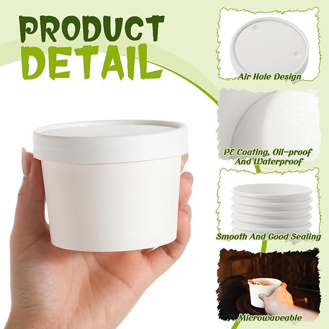 Fulmoon 100 Pack Paper Soup Containers - Image 3