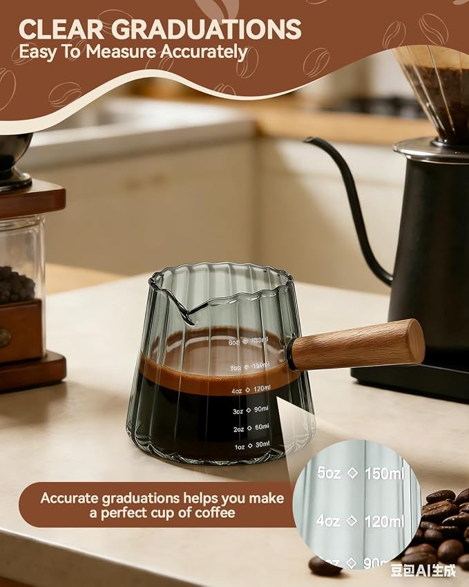 2 PCS Espresso Measuring Cup 6 Oz, Espresso Glass Cups - Image 4