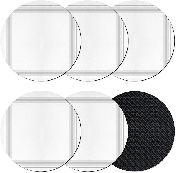 Gray Grid Lines Coasters Set of 6 Absorbent Coasters by Unknown