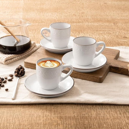 famiware 3oz Espresso Cups and Saucers, Stoneware Demitasse Cup - Image 2
