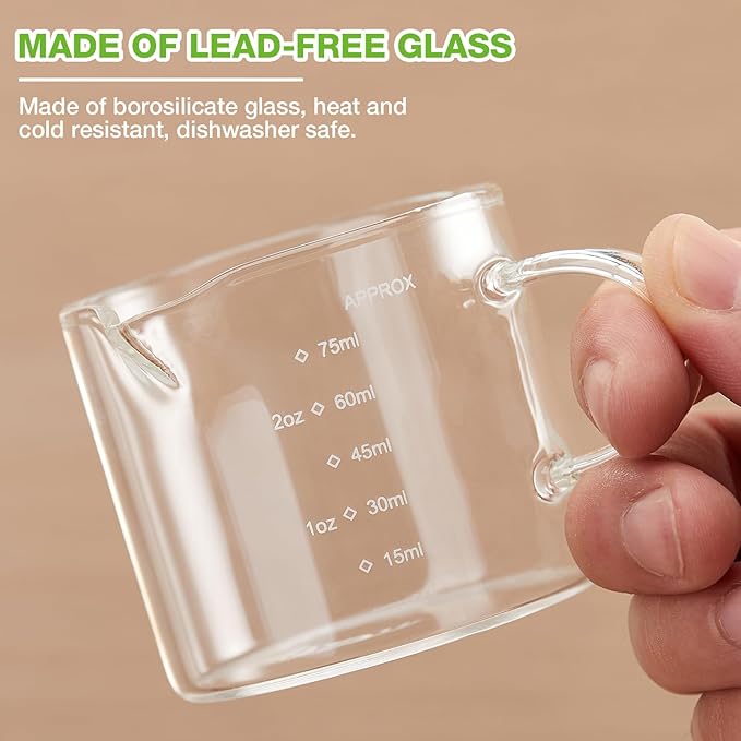 Mfacoy 2 Pack Measuring Cups, 75ML Espresso Cups - Image 4