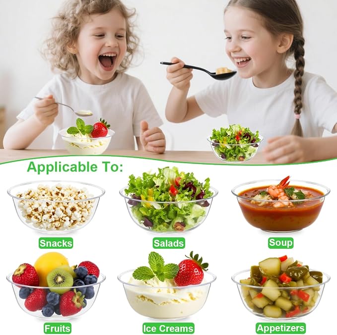 MOACOCK 100 Pack Small Clear Plastic Bowls, 8oz Hard Disposable Salad Bowls - Image 6