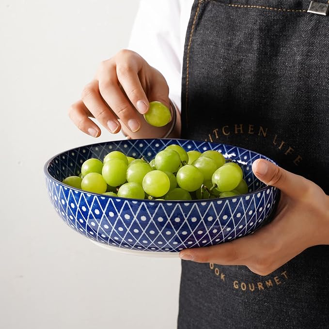 Selamica Ceramic Pasta Bowls Set of 4, Large Salad Bowls, Stackable Serving - Image 6