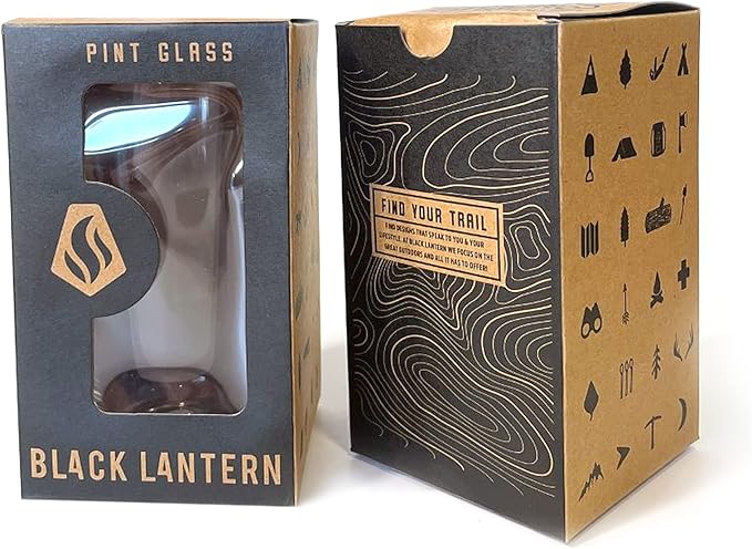 Black Lantern Pint Glass Wild and Nature Forest Animal Beer Glass - 16oz. Drinking Glass