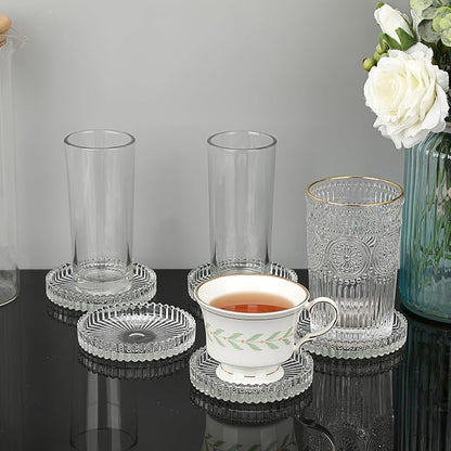 JUXYES Set of 5 Heat-Resistant Clear Glass Coaster - Image 5