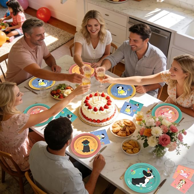 180Pcs Pet Dog Party Supplies Paper Plates and Napkins Serve 60 | Disposable - Image 6
