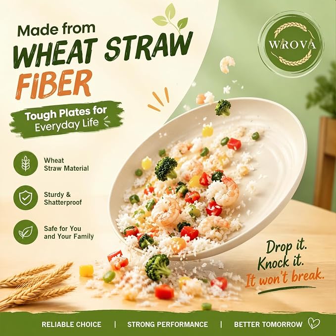 Unbreakable Plates Bowls and Cups Set, Wheat Straw Dinnerware Sets | 40PCS Dish - Image 4