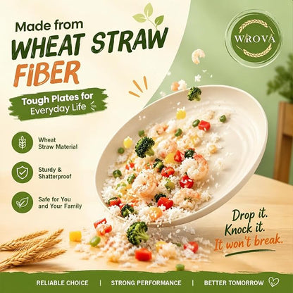 Unbreakable Plates Bowls and Cups Set, Wheat Straw Dinnerware Sets | 40PCS Dish - Image 4
