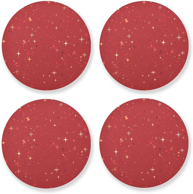 Red Glitter Texture Absorbent Coaster by KLL