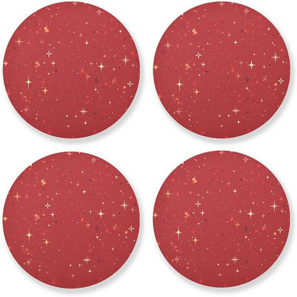 Red Glitter Texture Absorbent Coaster by KLL