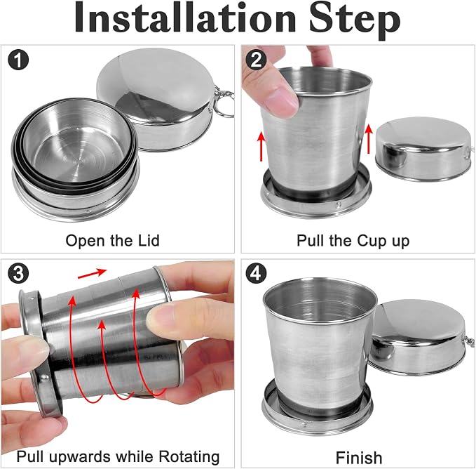 Guyuyii 3 Pcs Stainless Steel Collapsible Cups - Image 3