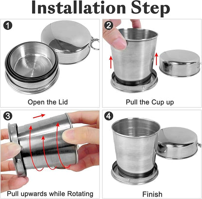 Guyuyii 3 Pcs Stainless Steel Collapsible Cups - Image 3