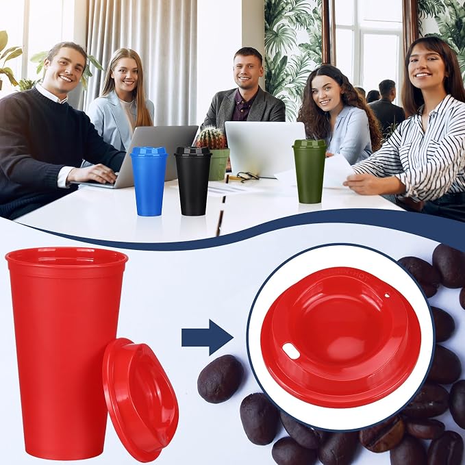 Domensi 15 Pack Reusable Plastic Coffee Cups - Image 5
