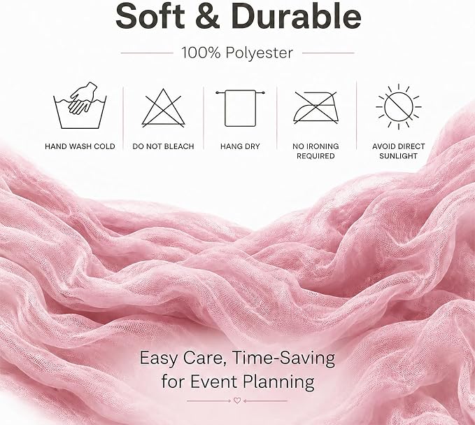 10 Pack Pink Table Runner 10FT Gauze Cheesecloth Table Runner | 21x120 Inch - Image 8