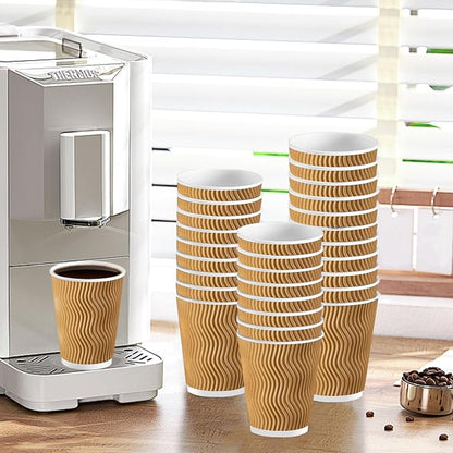 Lamosi 100 Pack Coffee Cups 12 oz, Disposable Paper Coffee Cups No Lids | - Image 6