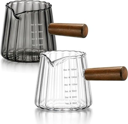 2 Pack Espresso Shot Measuring Cups 6oz, V-Shaped Spout, oz/ml Markings by Febwind