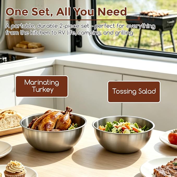 Gronivex Stainless Steel Mixing Bowls Set, 2-Piece | Food-Grade Metal, - Image 7