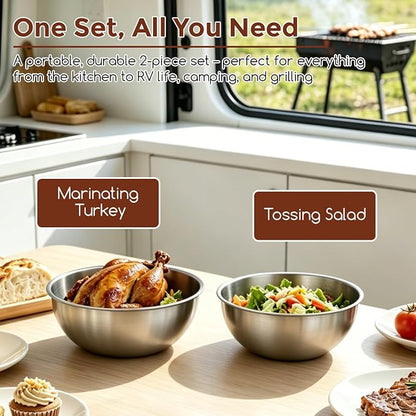 Gronivex Stainless Steel Mixing Bowls Set, 2-Piece | Food-Grade Metal, - Image 7
