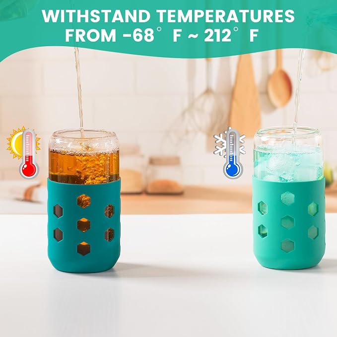 Mrsdry 16 oz Glass Cups with Lids and Straws - Image 5