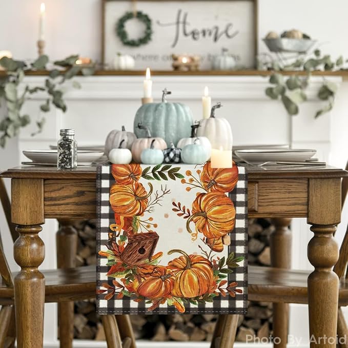 Artoid Mode 210 GSM Fall Table Runner 13x108 Inch Home Party Decor | Buffalo - Image 2