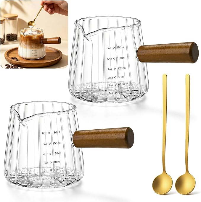 2 PCS 6OZ Glass Espresso Cups by Unknown