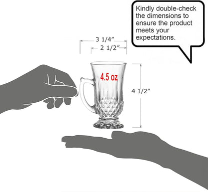Red Co. 6-Pack Classic Clear Cut Glass 4.5 Oz Footed Turkish Tea Cups - Image 2