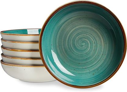 ONEMORE Porcelain Salad Pasta Bowls 30 Ounce, Shallow & Wide Serving Bowls by ONEMORECeramics
