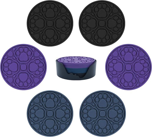 4 Inch Silicone Coasters Set of 6, Non-Slip Drink Coaster by Bangkee