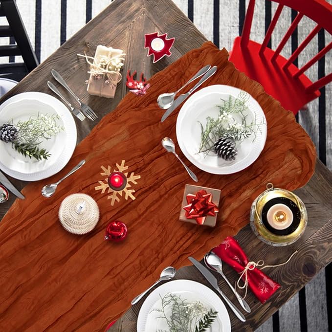 1 Pack Cheesecloth Table Runner 10Ft Christmas Gauze Boho Table Runners - Image 7