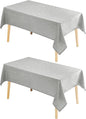 Hiasan 2 Pack Faux Linen Rectangle Tablecloth - Wrinkle and Stain Resistant Washable Table Cloth for Kitchen Dining Room Holiday Table Cover for Dinner, Light Grey, 70 x 120 Inch