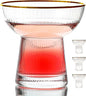 Lysenn Stemless Margarita Glasses Set of 4 - Elegant Vertical Stripes Cocktail Glasses – Premium Hand Blown Glassware for Martini and Mixed Drinks – 10 oz Gold Rim