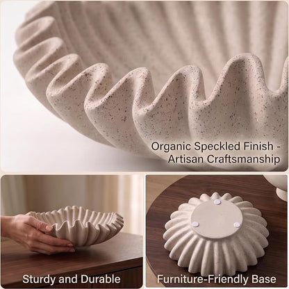 Decorative Bowl for Coffee Table, Modern Handcraft Ruffle Entryway Key Bowl | - Image 3