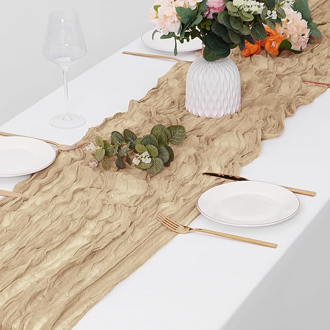 30 Pack Beige Cheesecloth Table Runner 17 x 108 inch Cheese Cloth Table Runners - Image 4