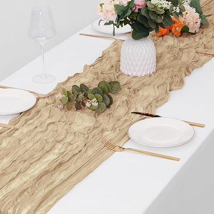 15 Pack Beige Cheesecloth Table Runner 17 x 108 inch Cheese Cloth Table Runners - Image 4