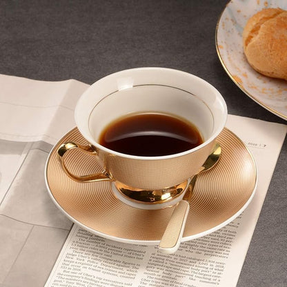 Bone China Golden Stripe Tea Cup - Image 3