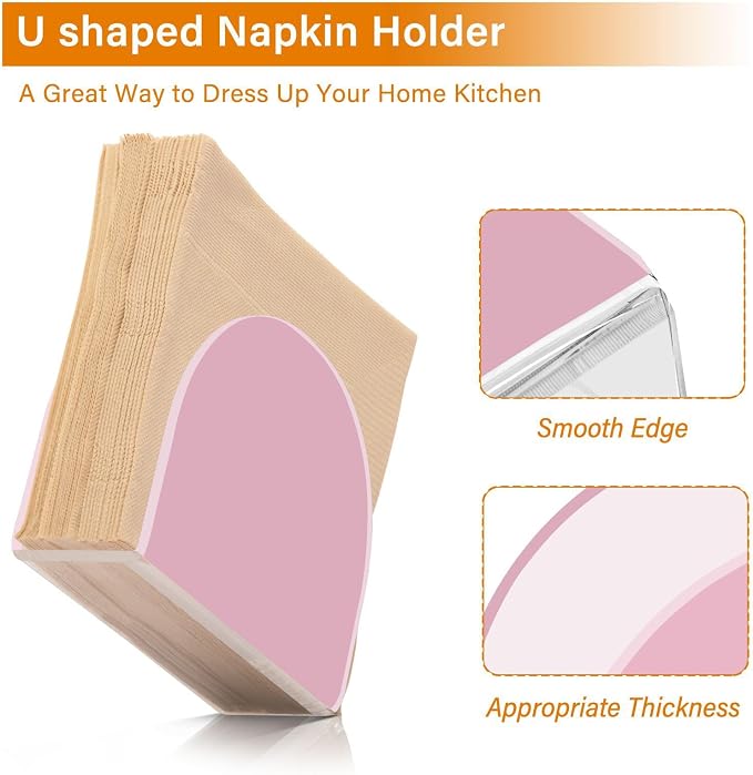YETTASBIN Pink Napkin Holder for Table, Acrylic Upright Non Slip Tabletop - Image 4