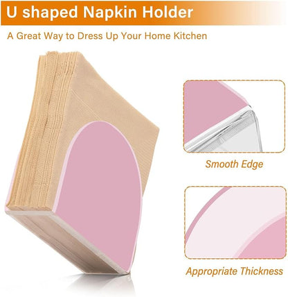 YETTASBIN Pink Napkin Holder for Table, Acrylic Upright Non Slip Tabletop - Image 4