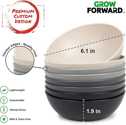 Grow Forward Premium Wheat Straw Bowls Set of 8 - Image 3