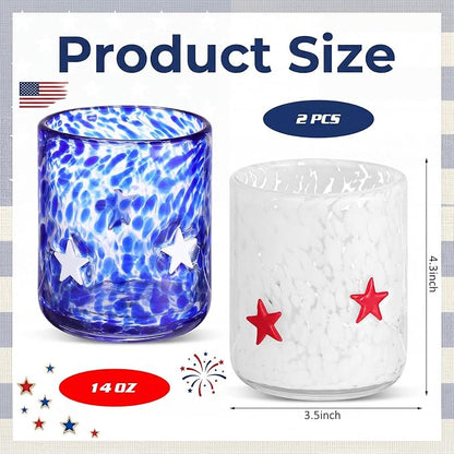 SiliFine 2 Pcs Patriotic Star Icon Juice Glasses - 14oz 250th Anniversary - Image 3