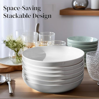 DeeCoo 7 Pack Porcelain Pasta Bowls Ceramic, Large Serving Bowl, Wide and - Image 5