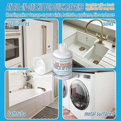 Porcelain Sink Touch Up Paint, High-Gloss Porcelain Repair Kit White & Appliance Paint for Chips, Scratches, Cracks and Spots on Enamel, Acrylic, porcelain, Sinks, Tubs, Bathtub, Appliances, Metal, Tiles in Kitchen and Bathroom. (Gloss White)