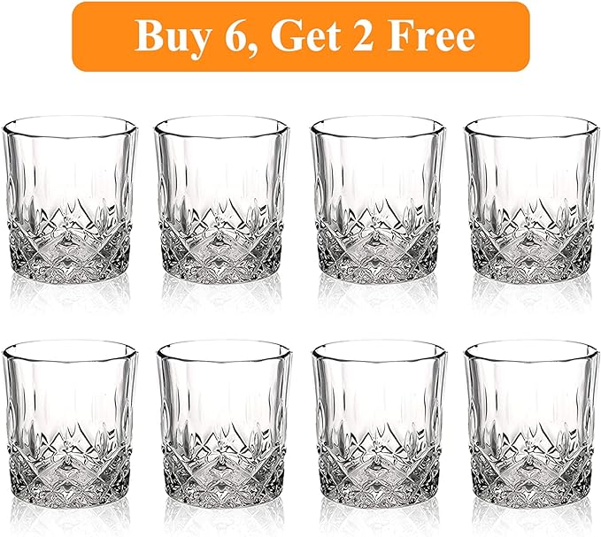 Gencywe Crystal Whiskey Glasses Set of 8, 11 OZ Old Fashioned Whiskey Glasses - Image 6