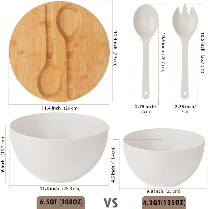 11.3" Extra Large Salad Serving Bowl Set - Image 3