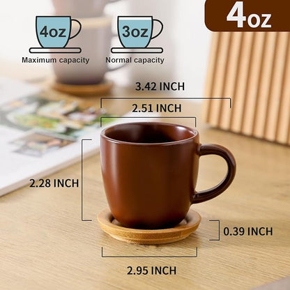 Hasense Stackable Porcelain Mini Espresso Cups and Saucers Set of 6, 4 OZ - Image 2